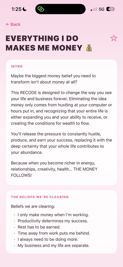 RECODE app player / RECODE screen