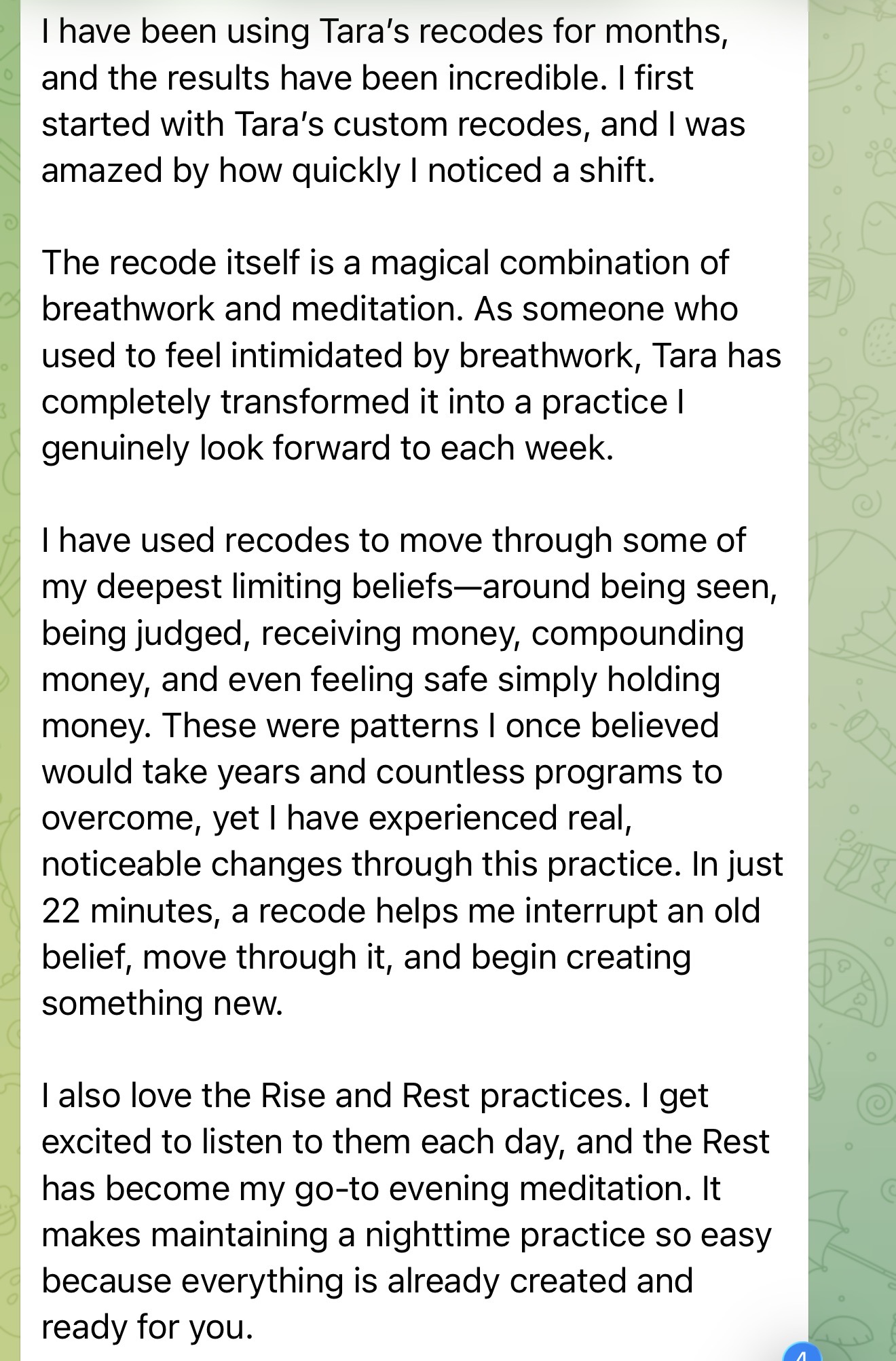RECODE testimonial screenshot