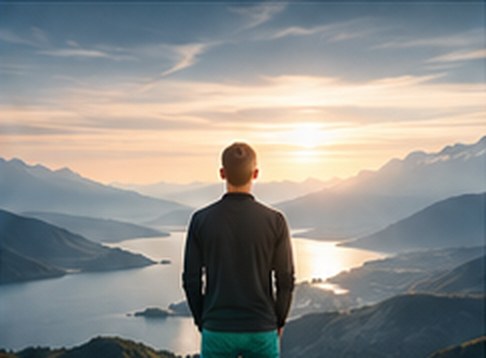 Mand der kigger ud over fjord og bjerge