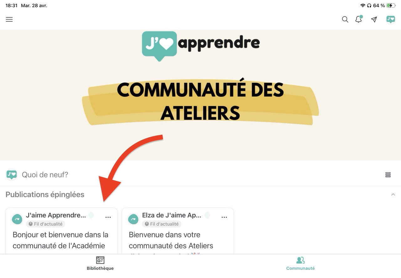 Page d'accueil de la communauté