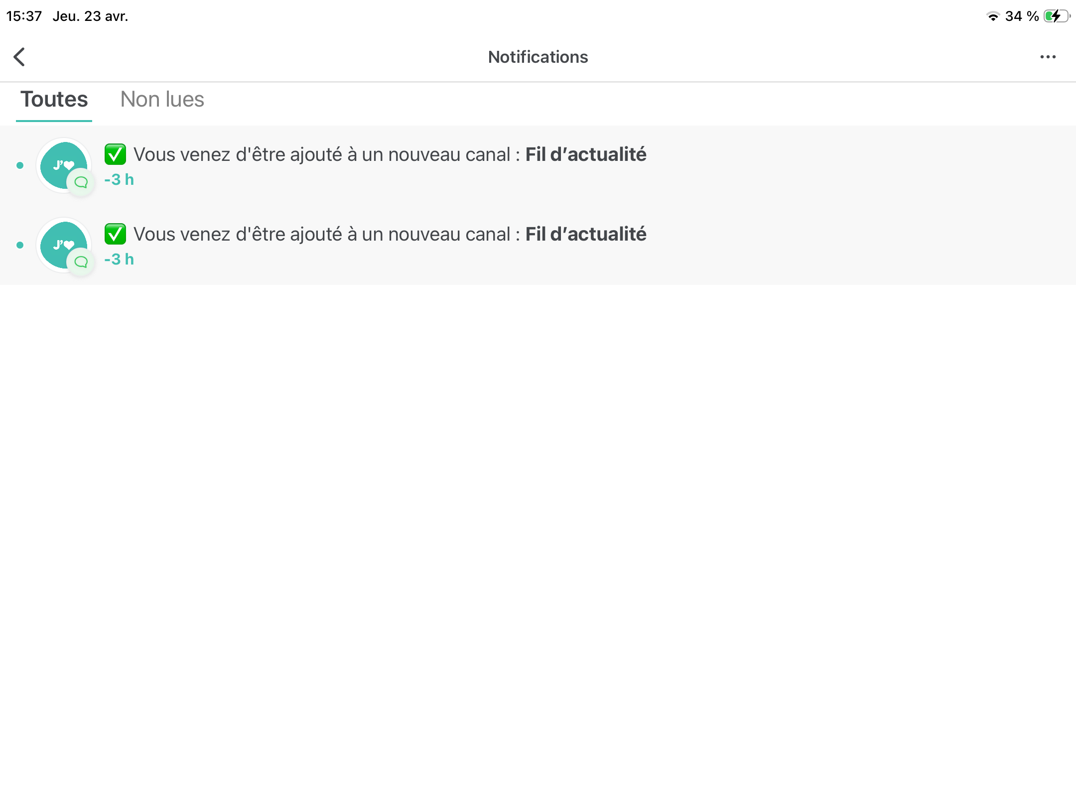 Section des notifications