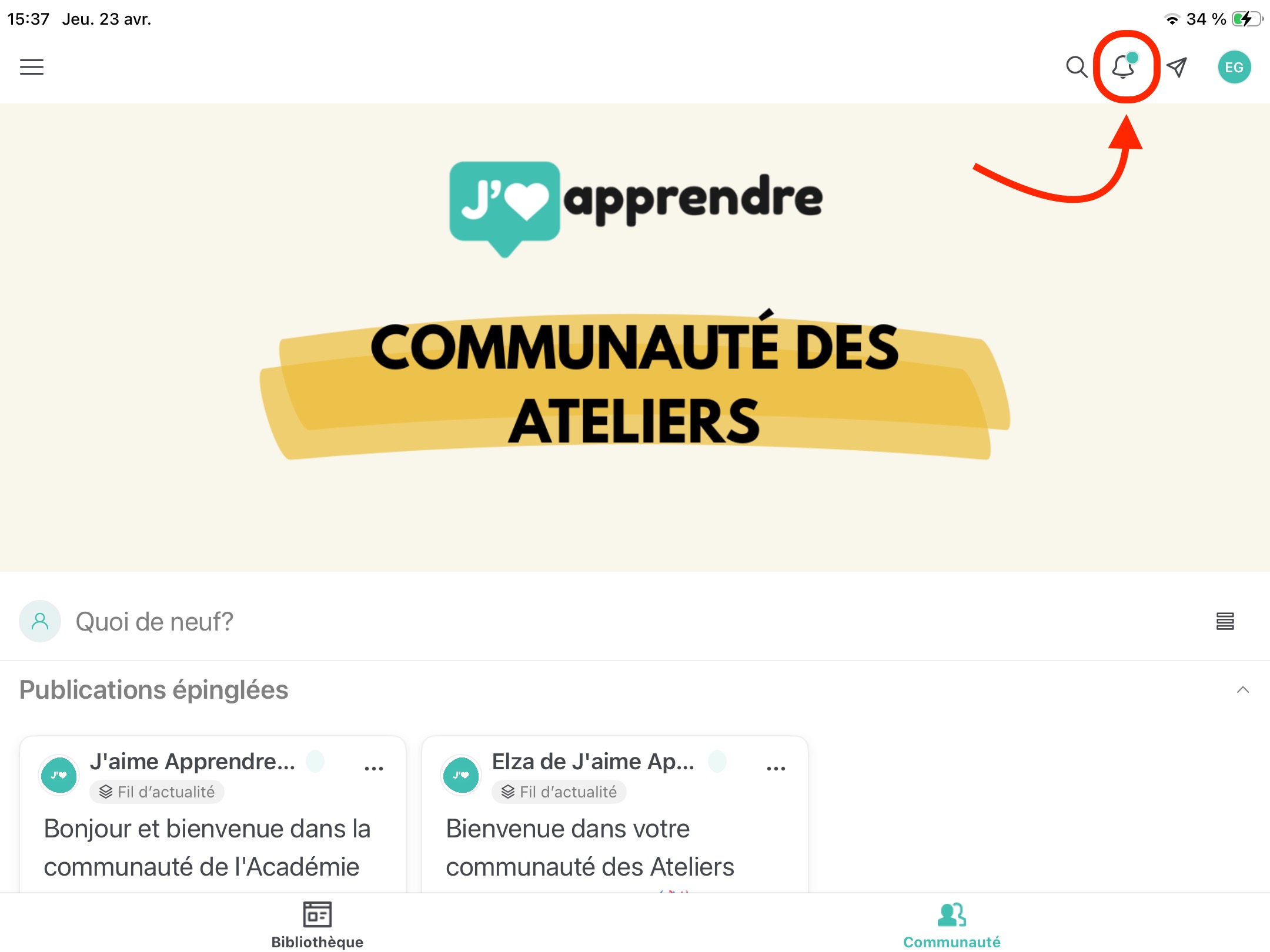 Cloche de notifications