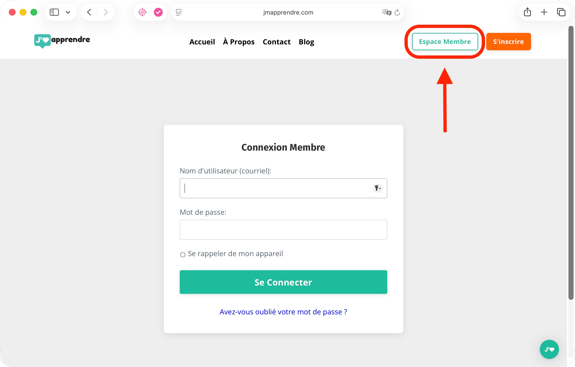 Page de connexion