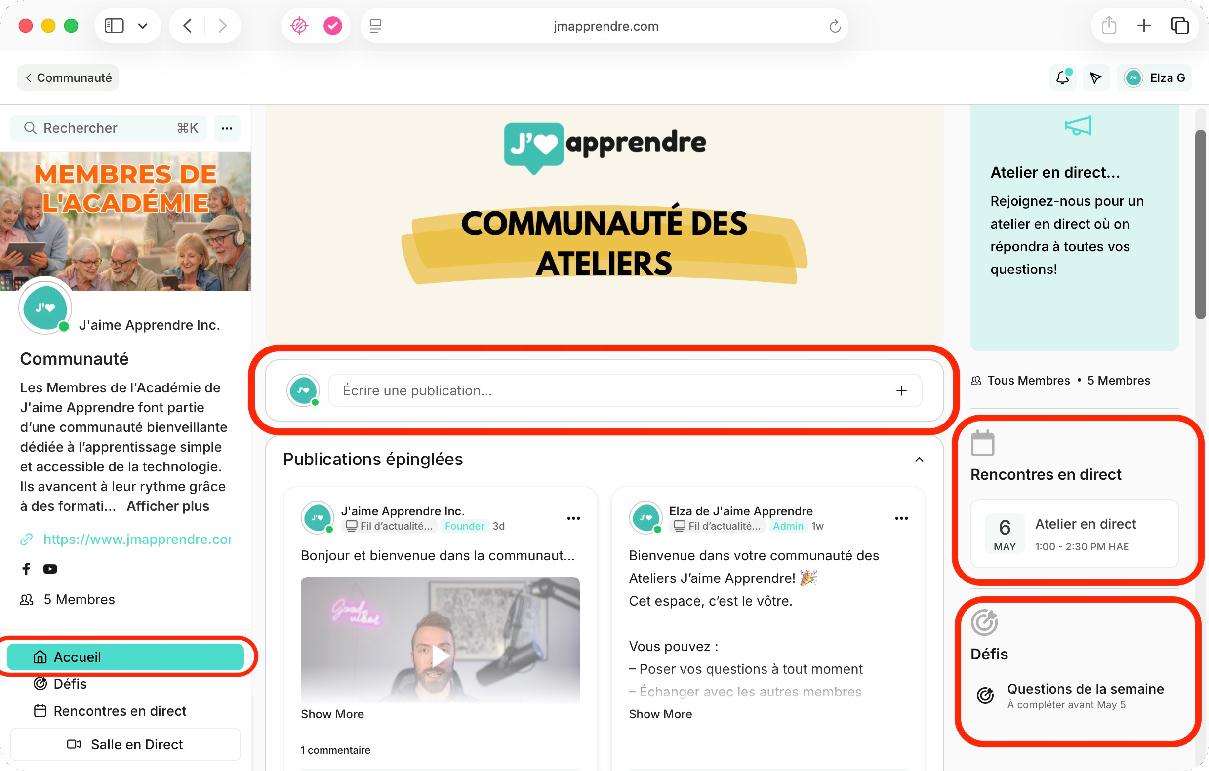 Section Accueil