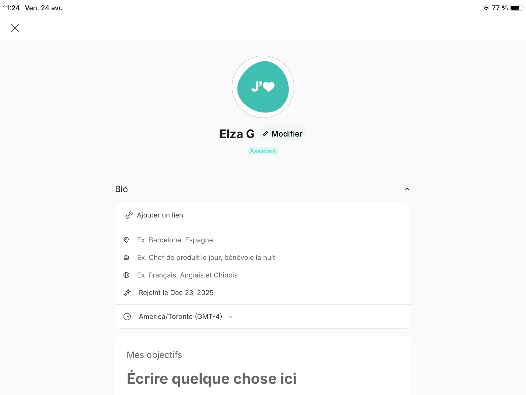 Paramètres du compte