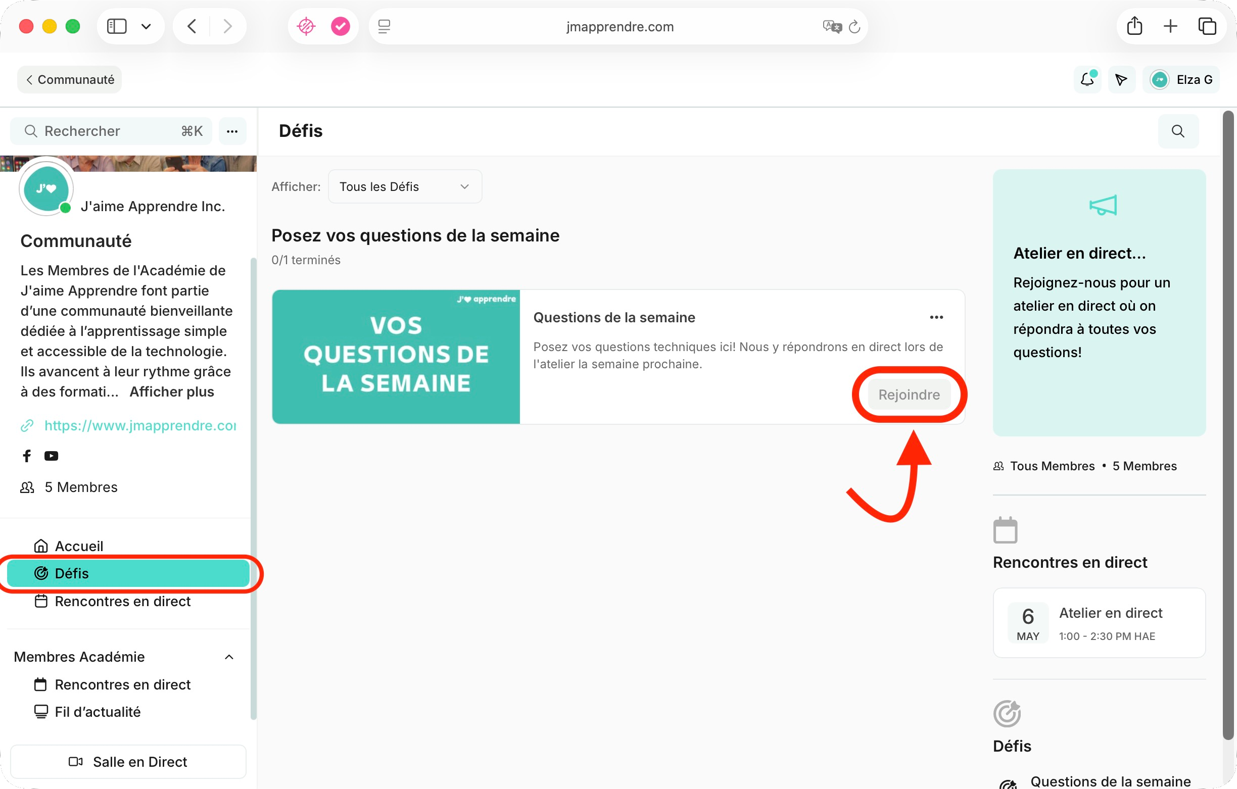 Section Défis