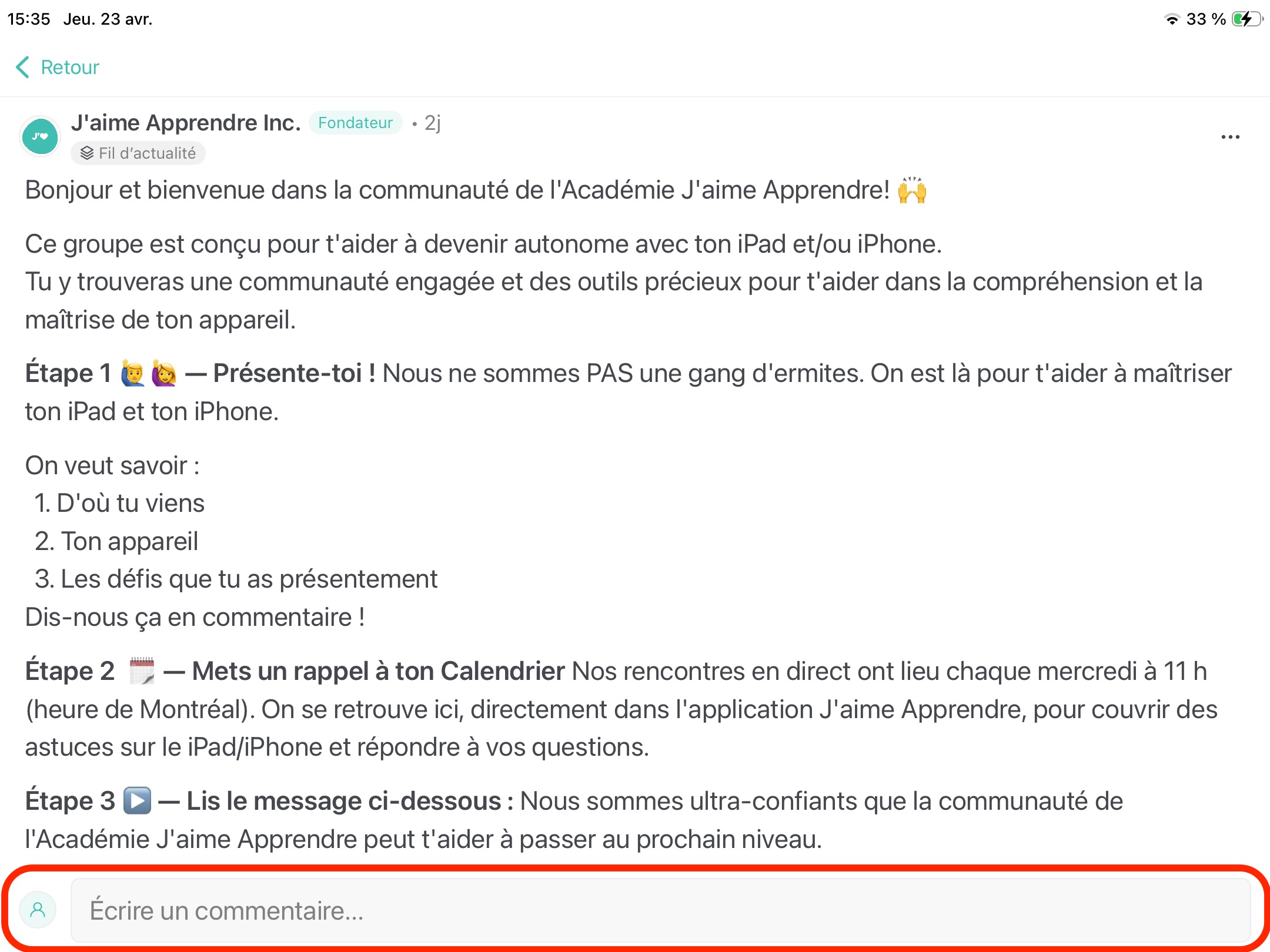 Publication affichée en grand