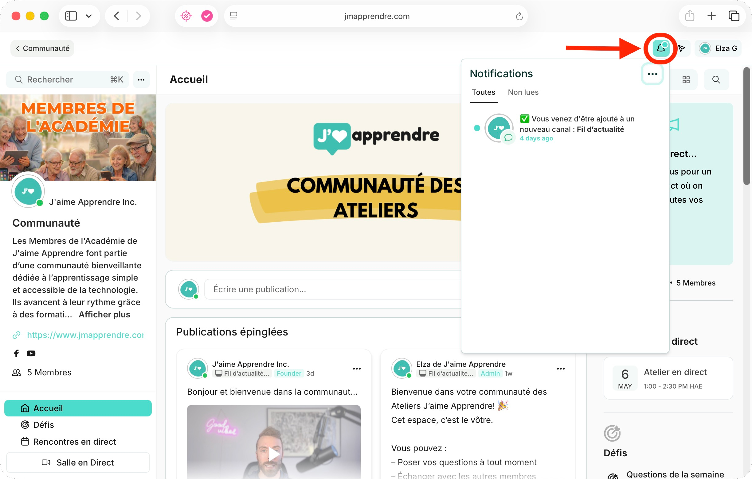 Cloche de notifications