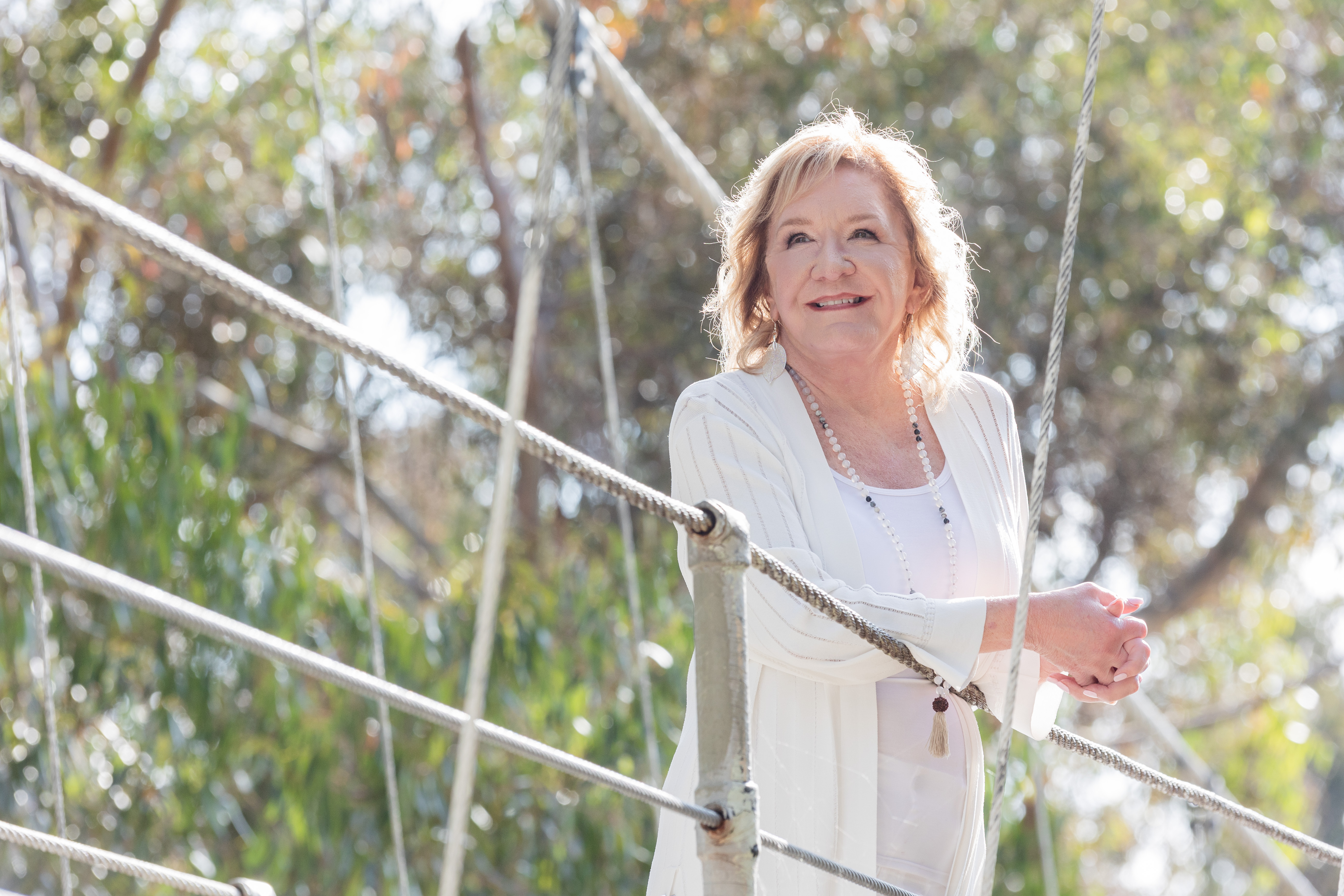 Deb on footbridge