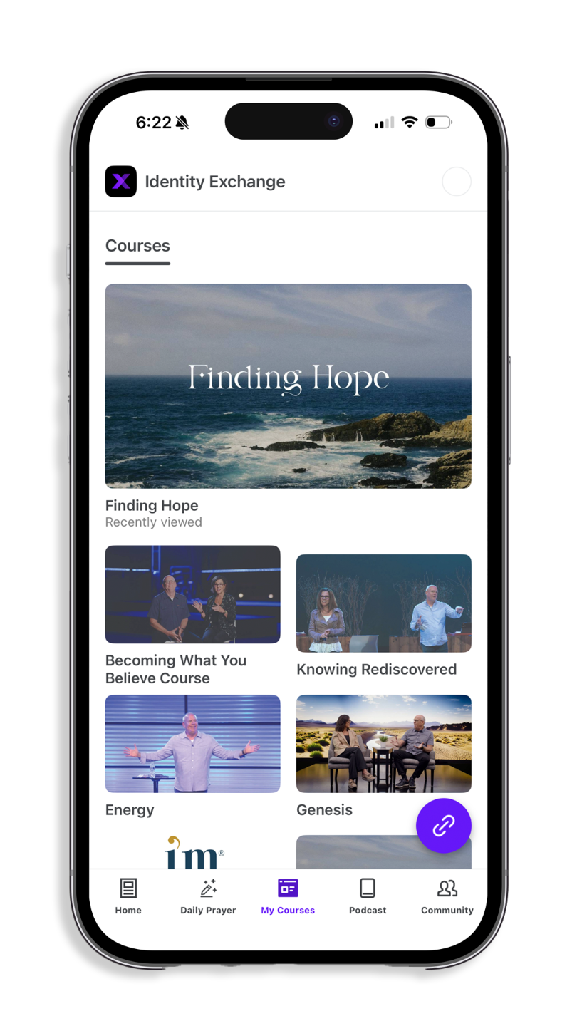 Identity Exchange app — courses screen