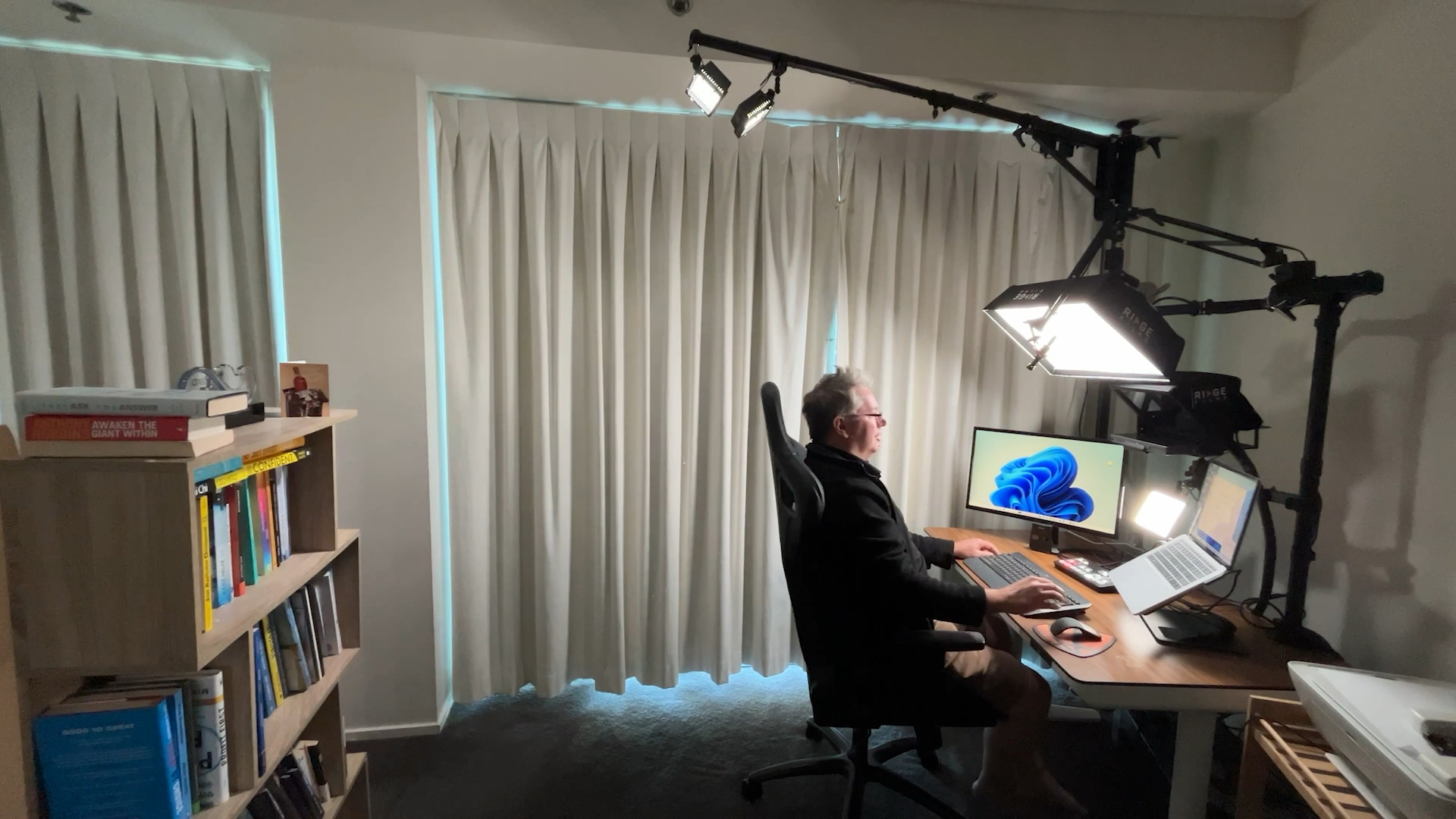 A Desktop Studio installed in a home study with track lighting