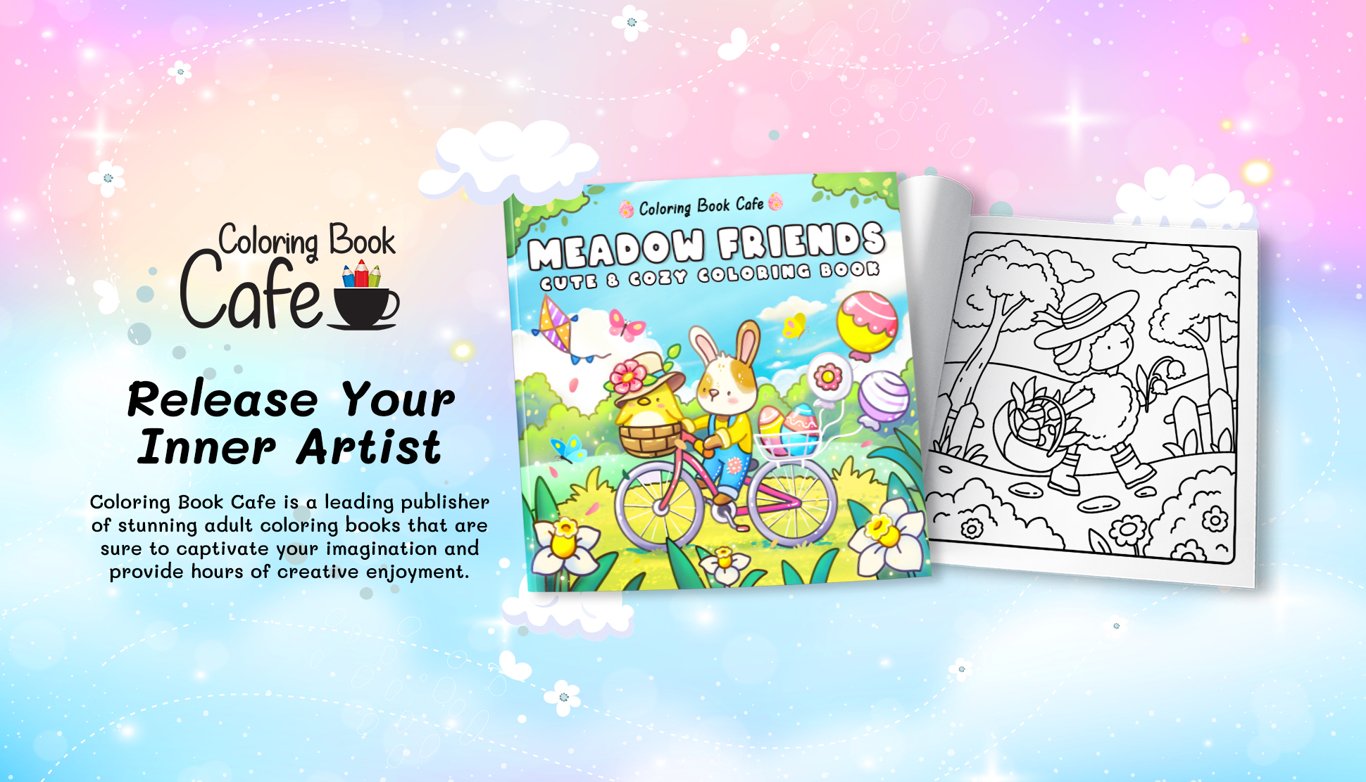 Meadow Friends book and real coloring page preview