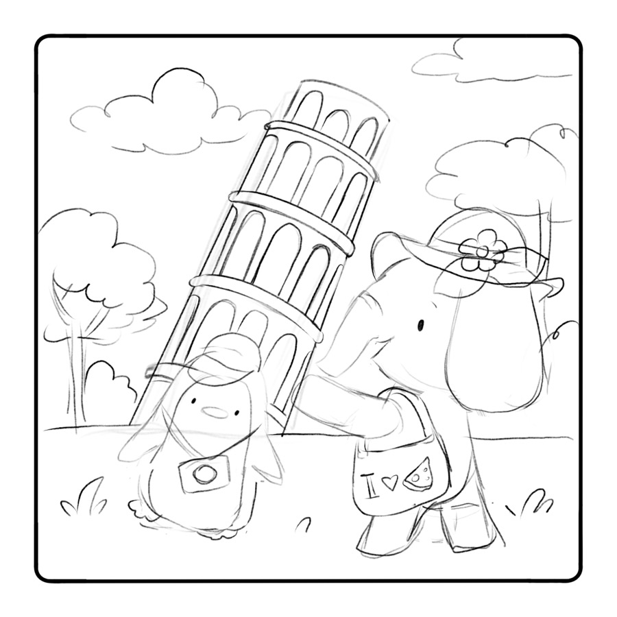 Early Comfy Travels page sketch 8