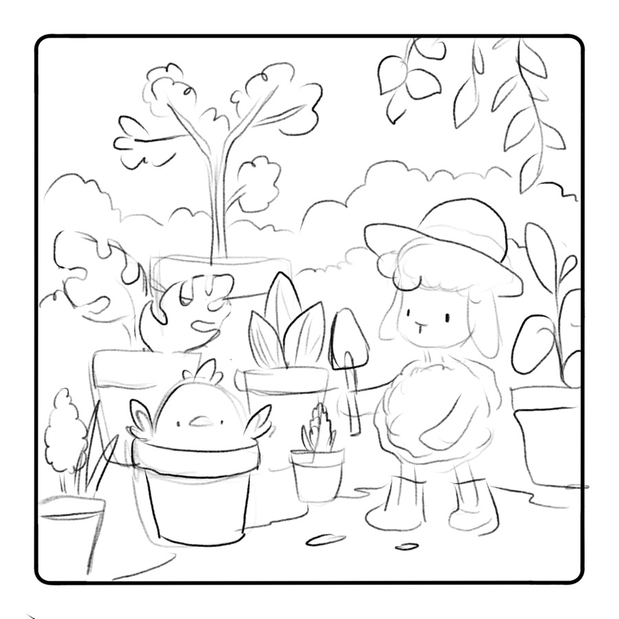 Early Meadow Friends page sketch 18