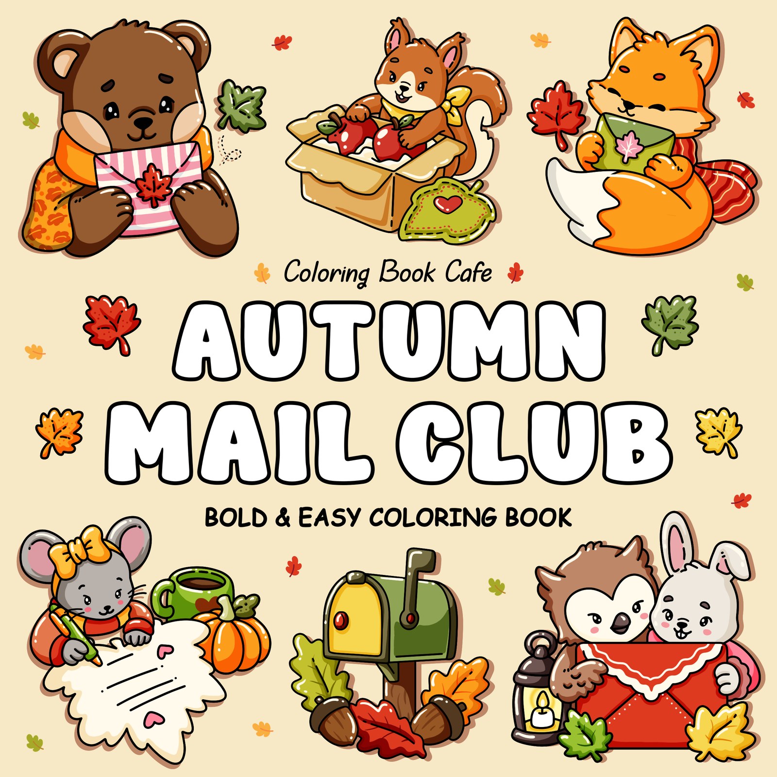 Autumn Mail Club bold and easy coloring book cover
