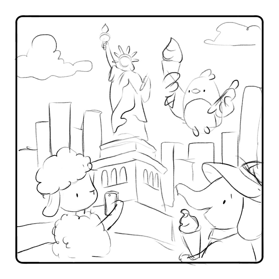 Early Comfy Travels page sketch 20