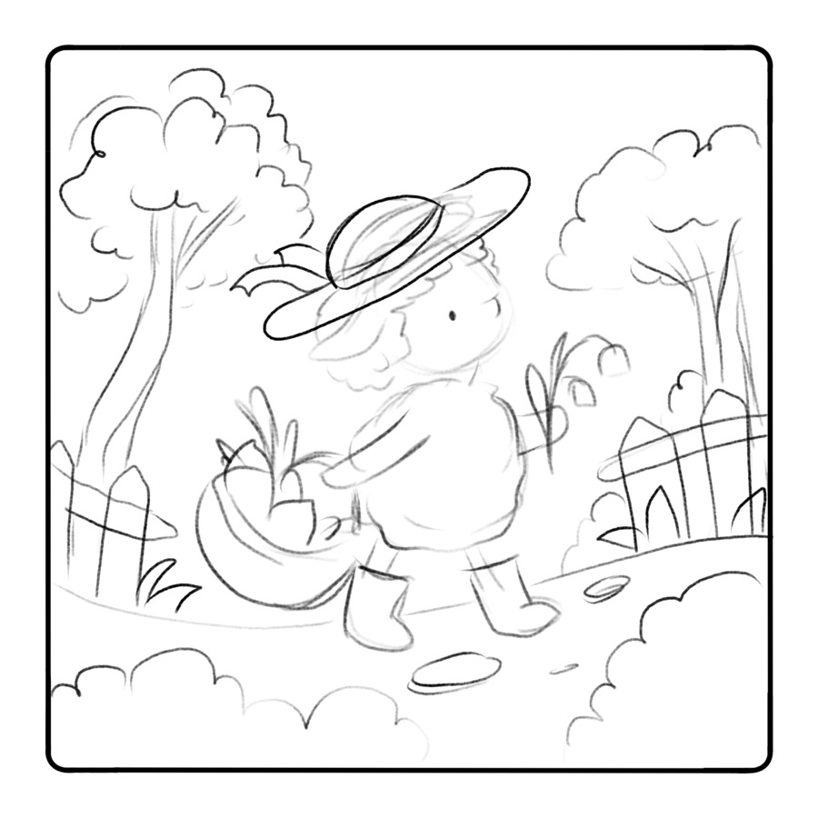 Early Meadow Friends page sketch 2