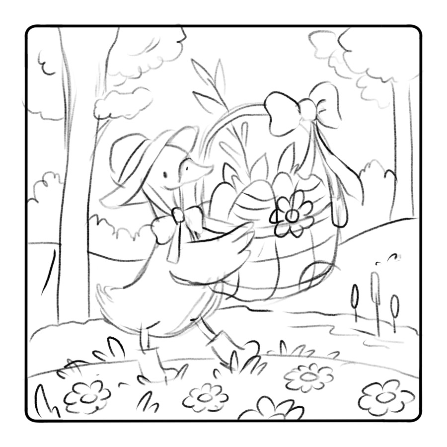 Early Meadow Friends page sketch 23