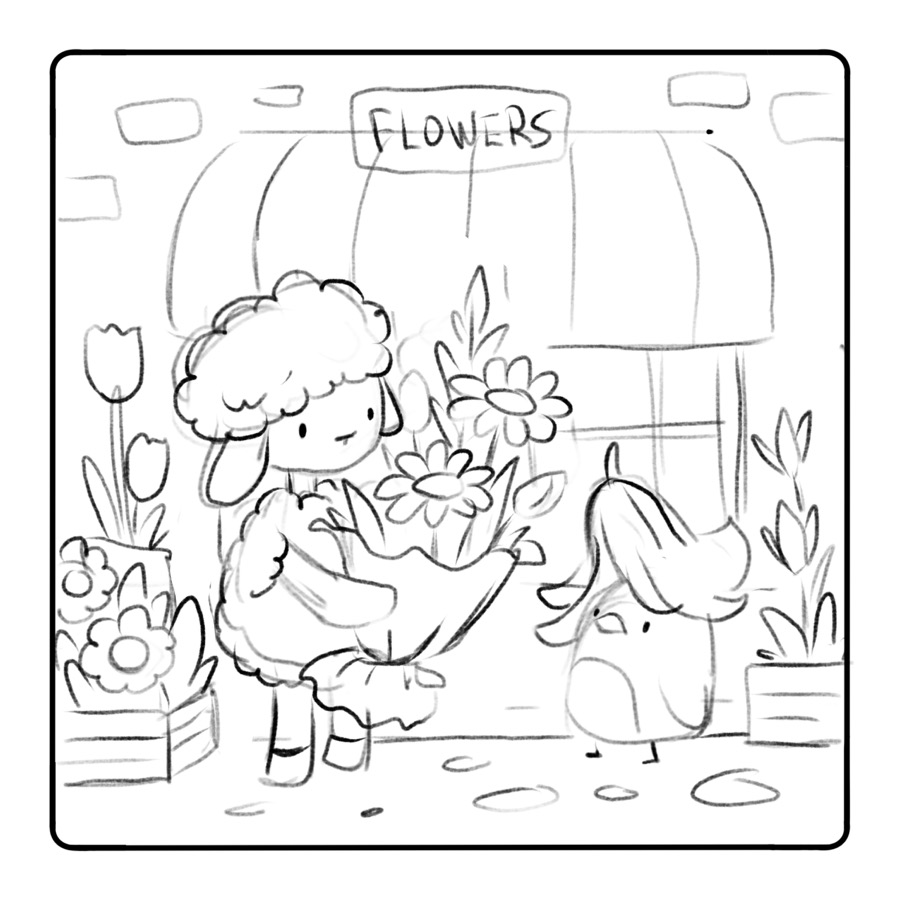 Early Meadow Friends page sketch 26