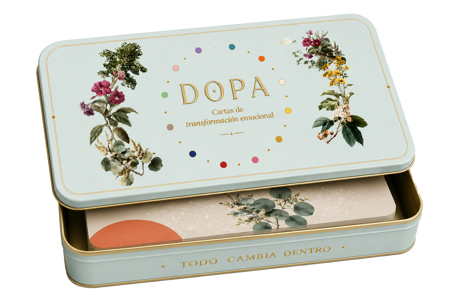 Lata de Cartas DOPA junto al recurso digital El Mapa DOPA