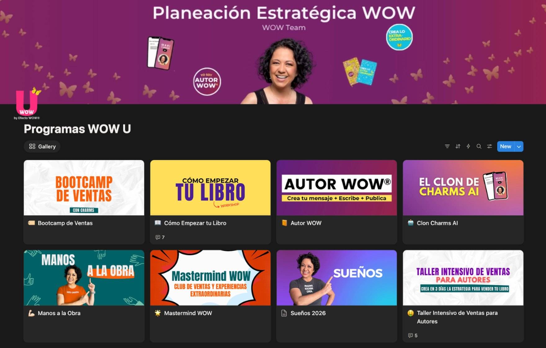 Notion del equipo WOW: Programas WOW U