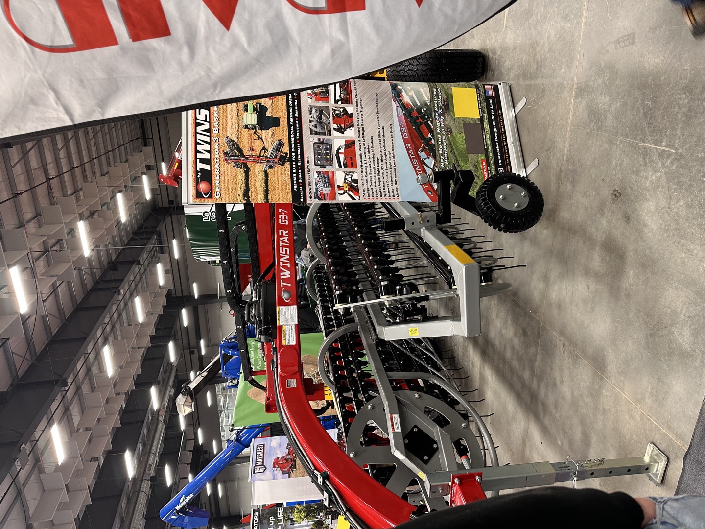 A closer look at the TwinStar G3-7 hay rake.