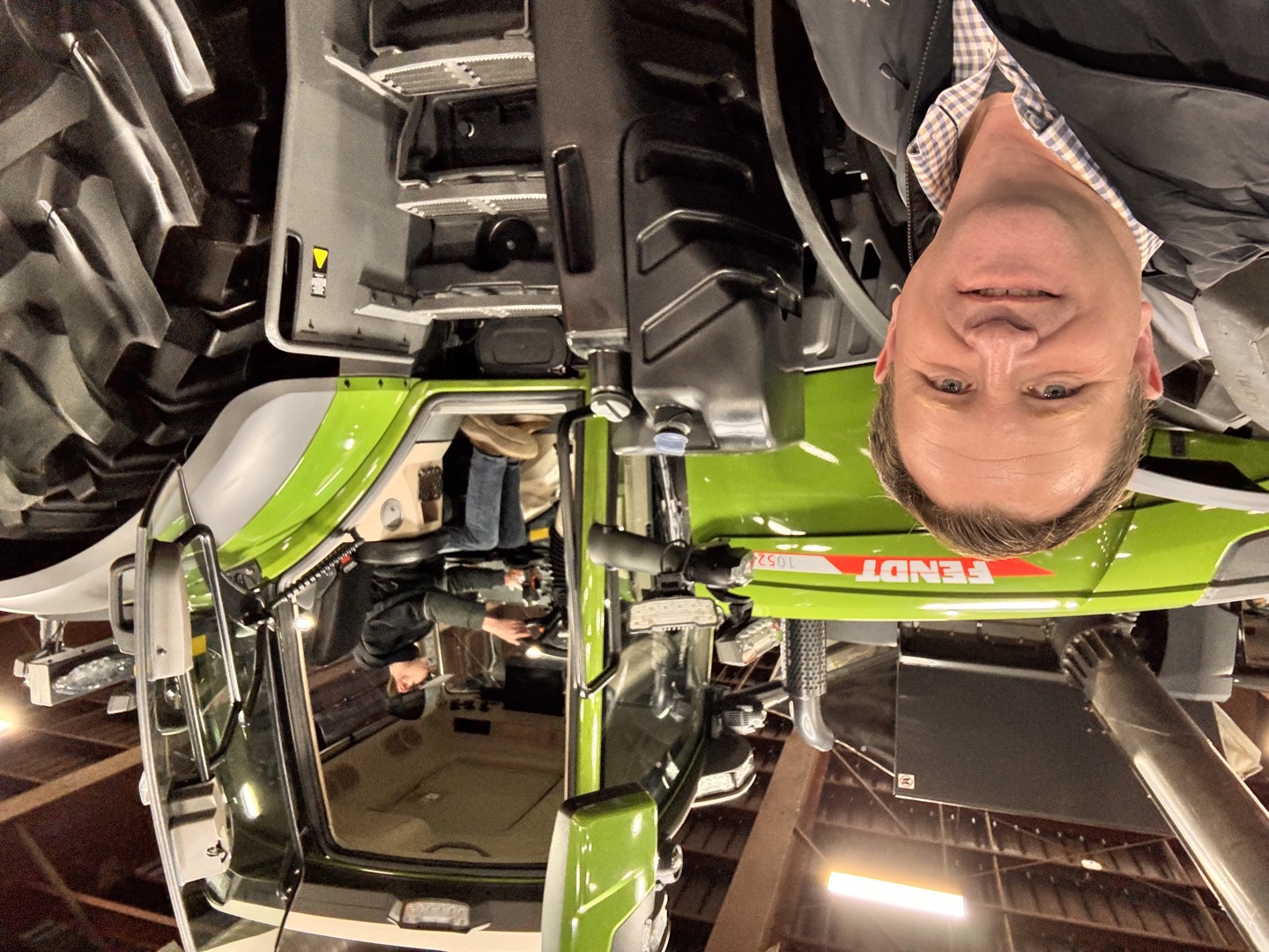 Exploring a Fendt tractor from the cab.