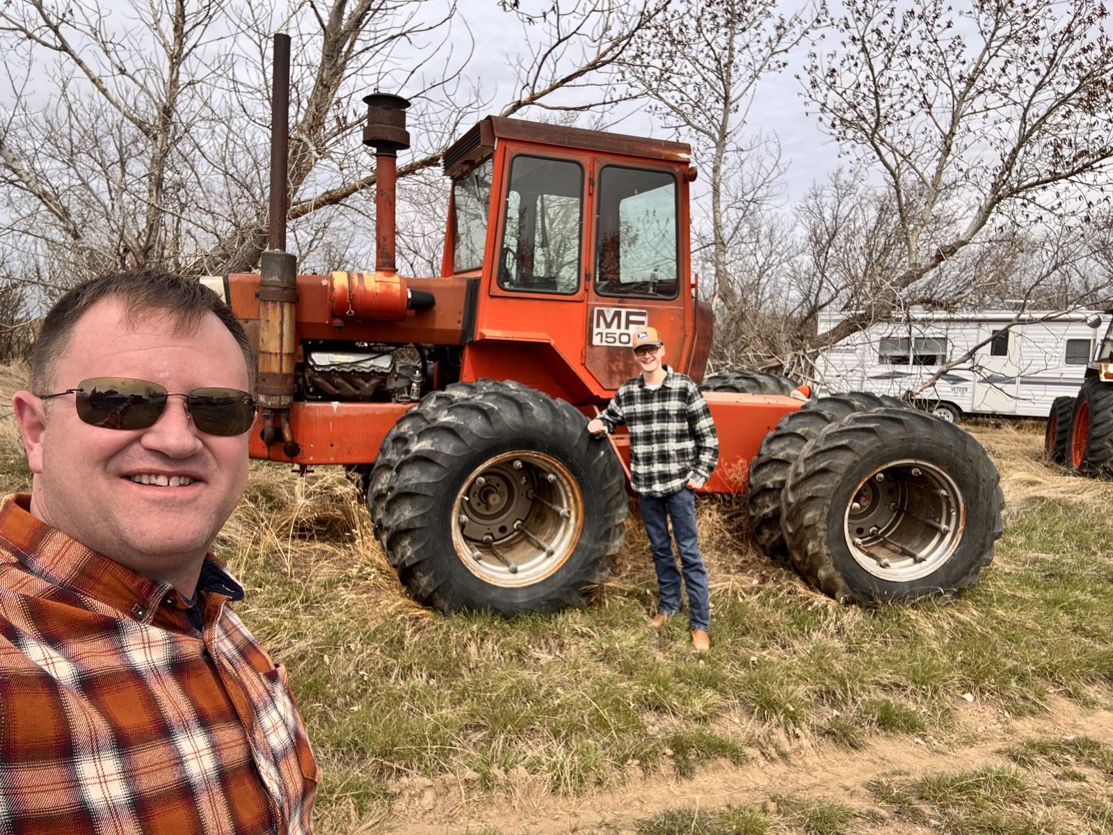A classic articulated Massey Ferguson tractor.