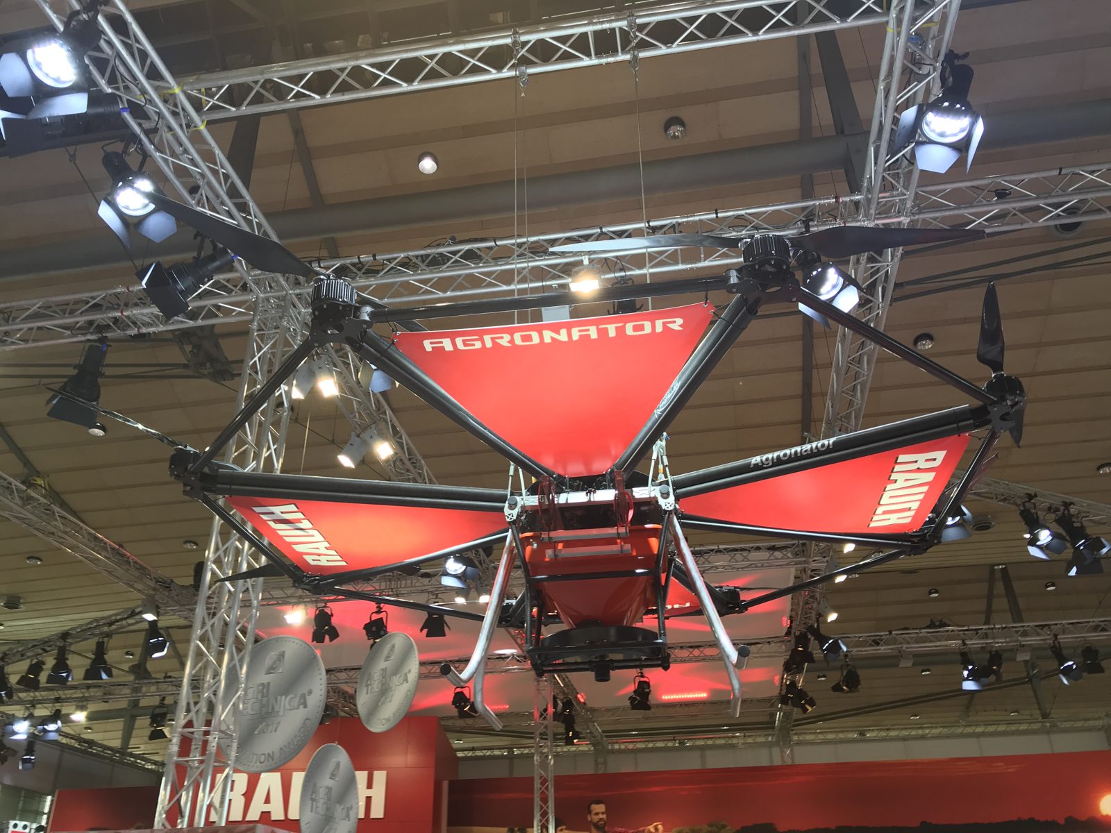 A large multirotor drone at the RAUCH exhibit.