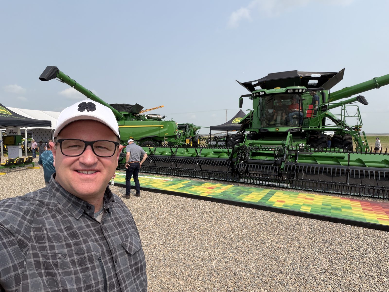 A closer look at harvesting equipment on display.
