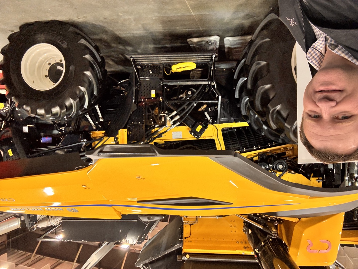A closer look at the New Holland CR combine.