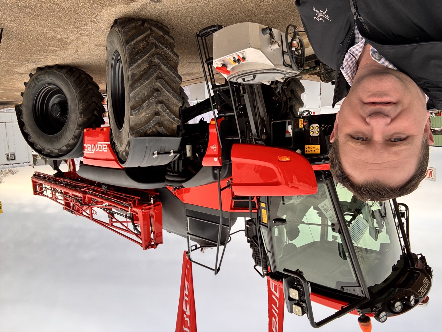 Exploring the Agrifac sprayer display outdoors.