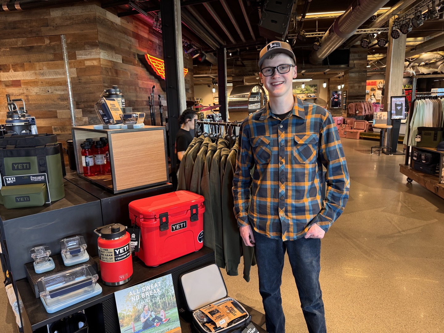 Luke Aberle during a visit to YETI
