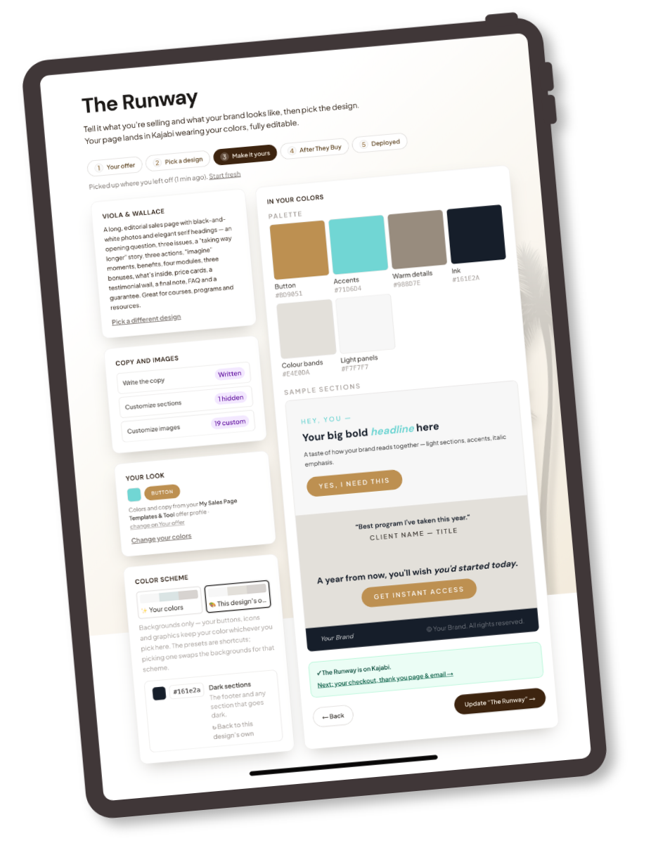 The Runway's Make it yours step on a tablet