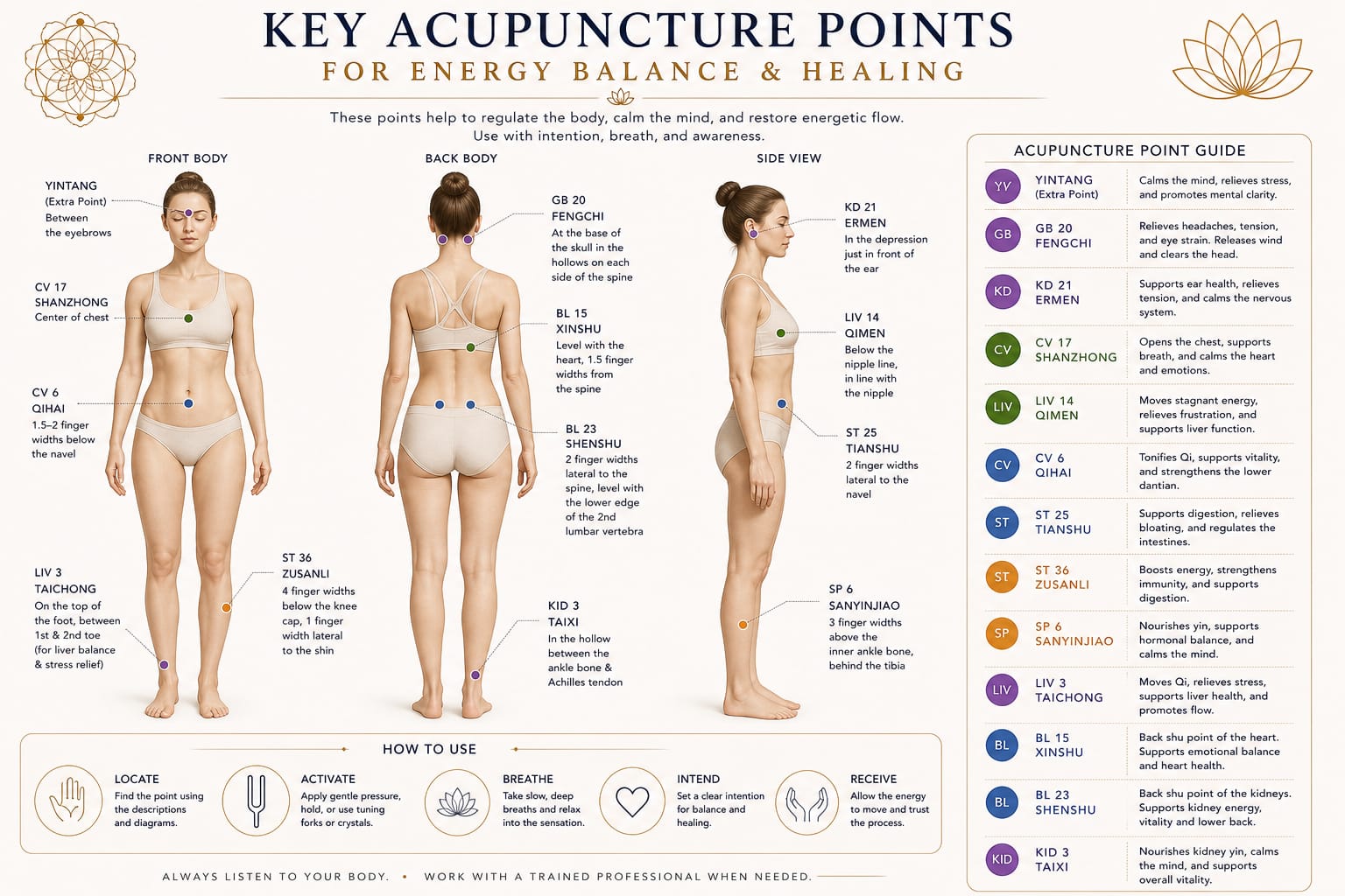 Key acupuncture points for energy balance