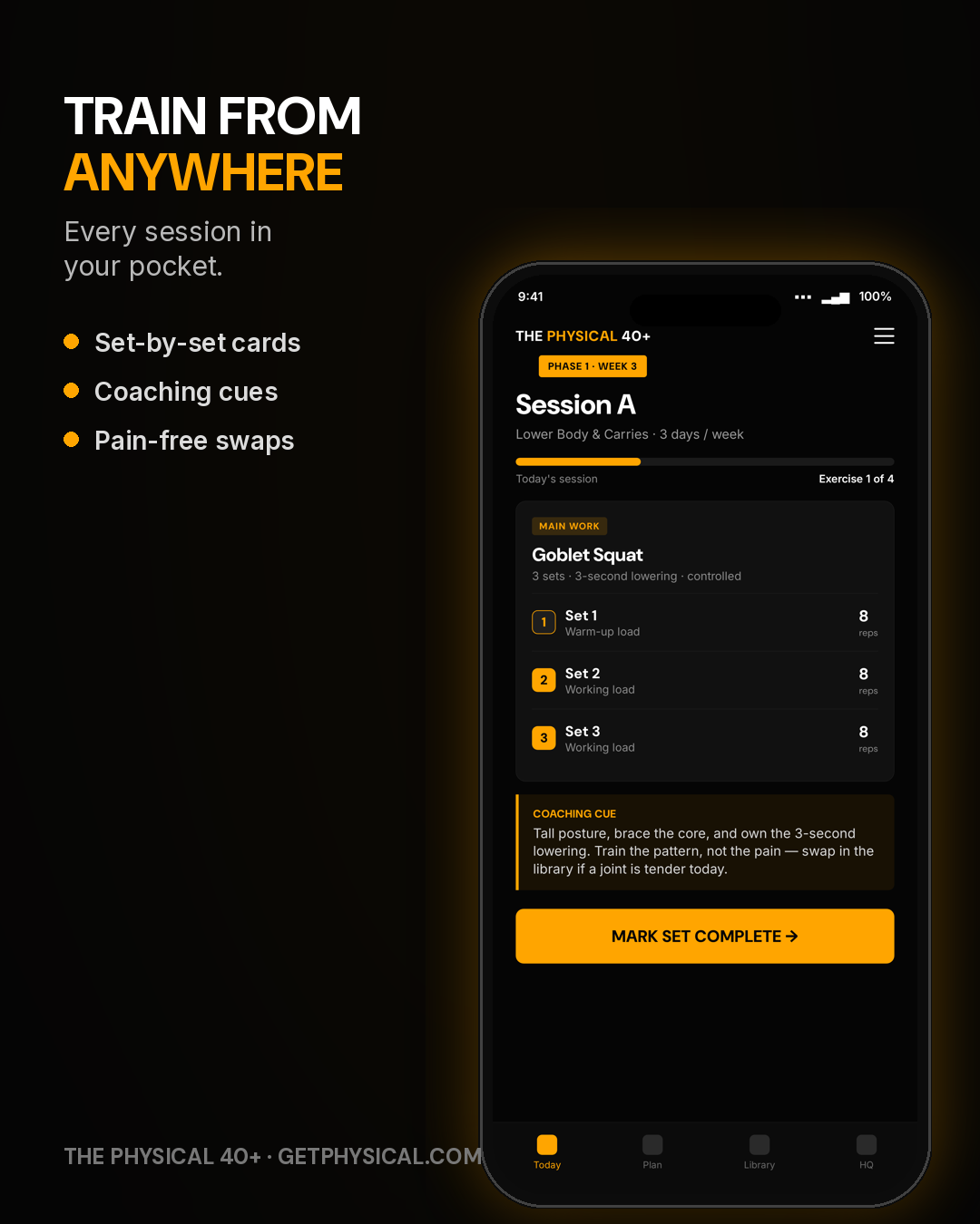 Train from anywhere — The PHYSICAL 40+ on your phone