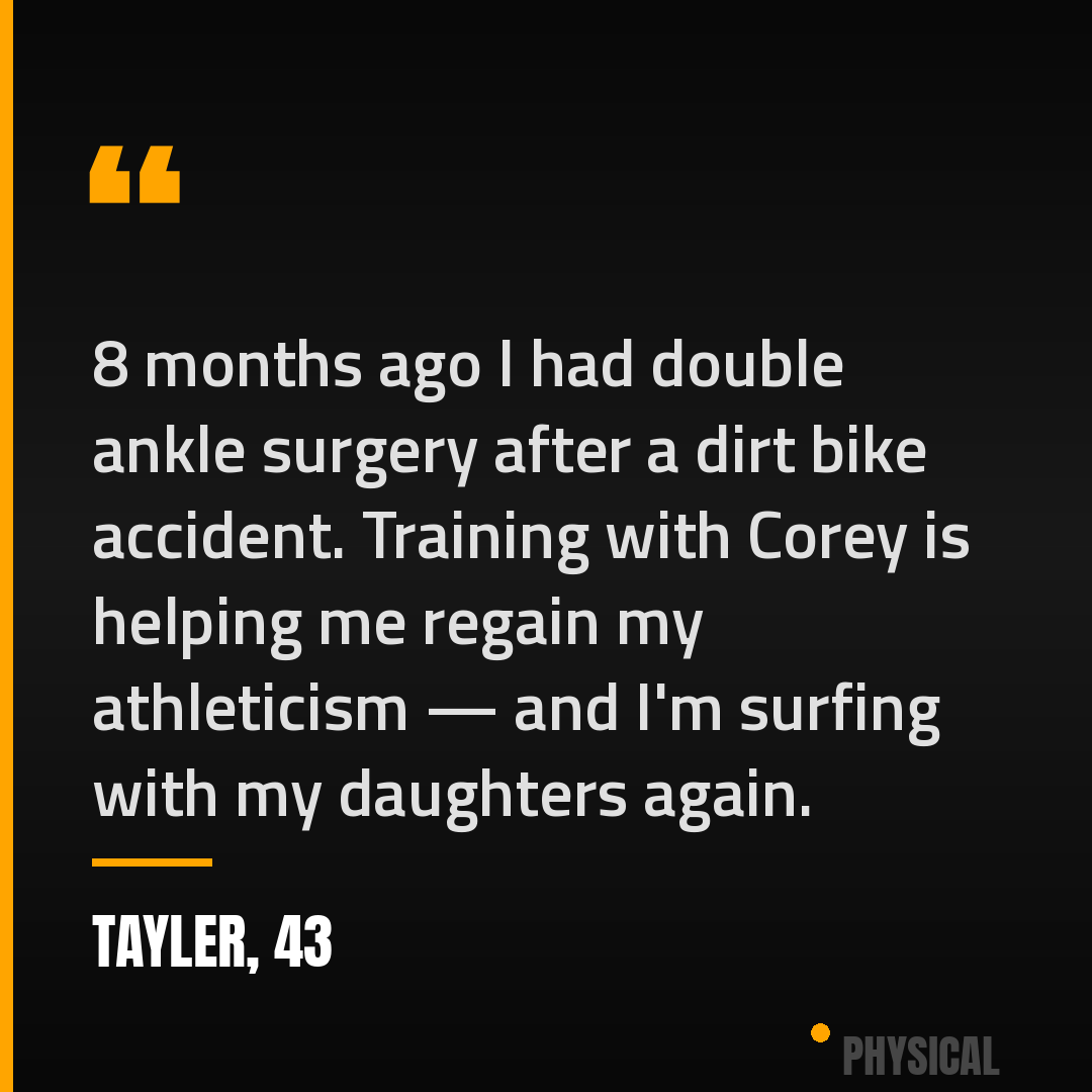 Tayler, 43 — surfing again after double ankle surgery