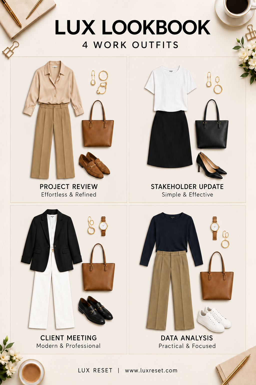 Work outfits from a LUX Digital Lookbook