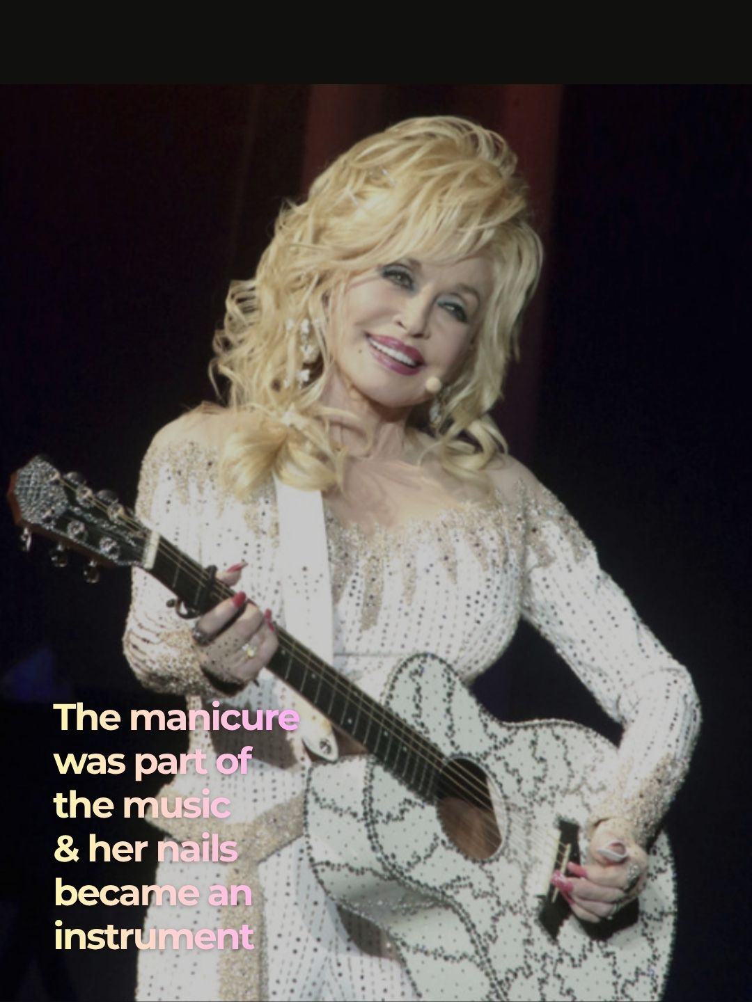 Dolly Parton performing in a red beaded gown &mdash; 'She didn't dress to blend in, she was willing to cross the line to look the way she wanted to look'