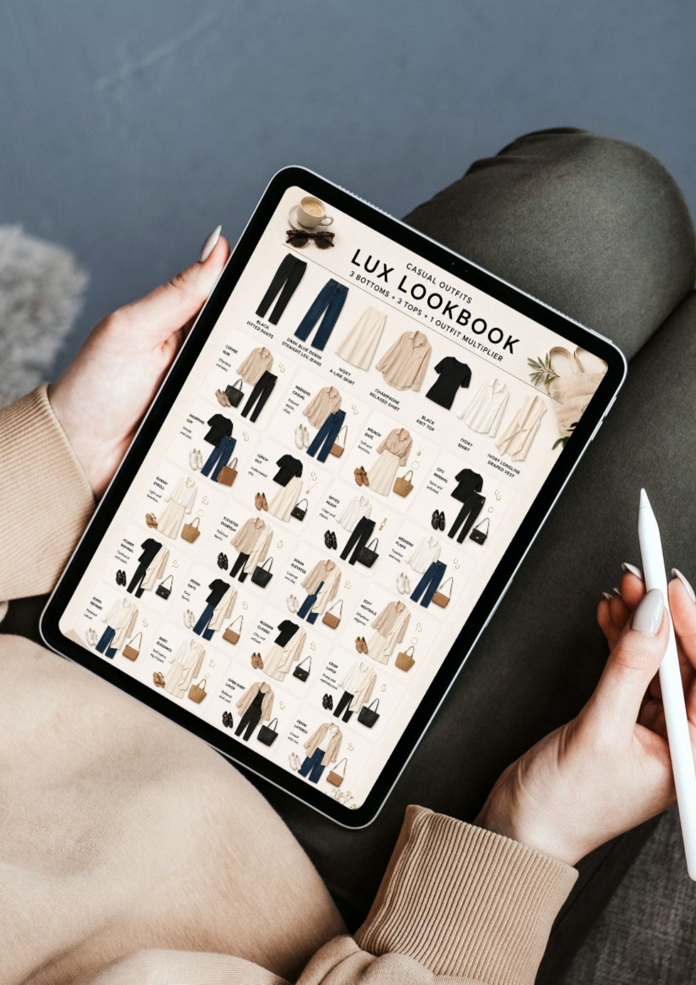 LUX Lookbook open on Heather's lap