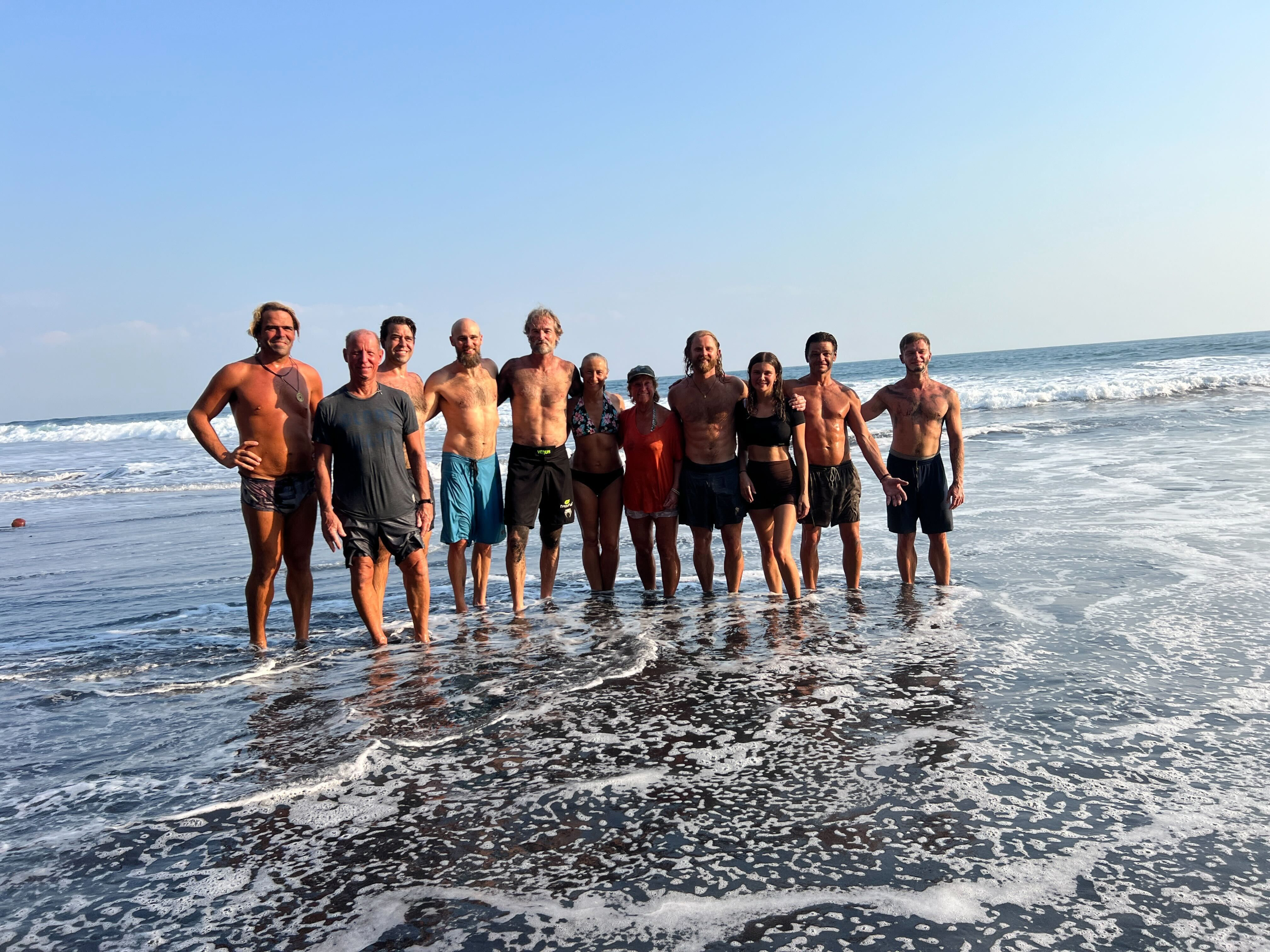 Beach training at sunset — El Salvador cohort