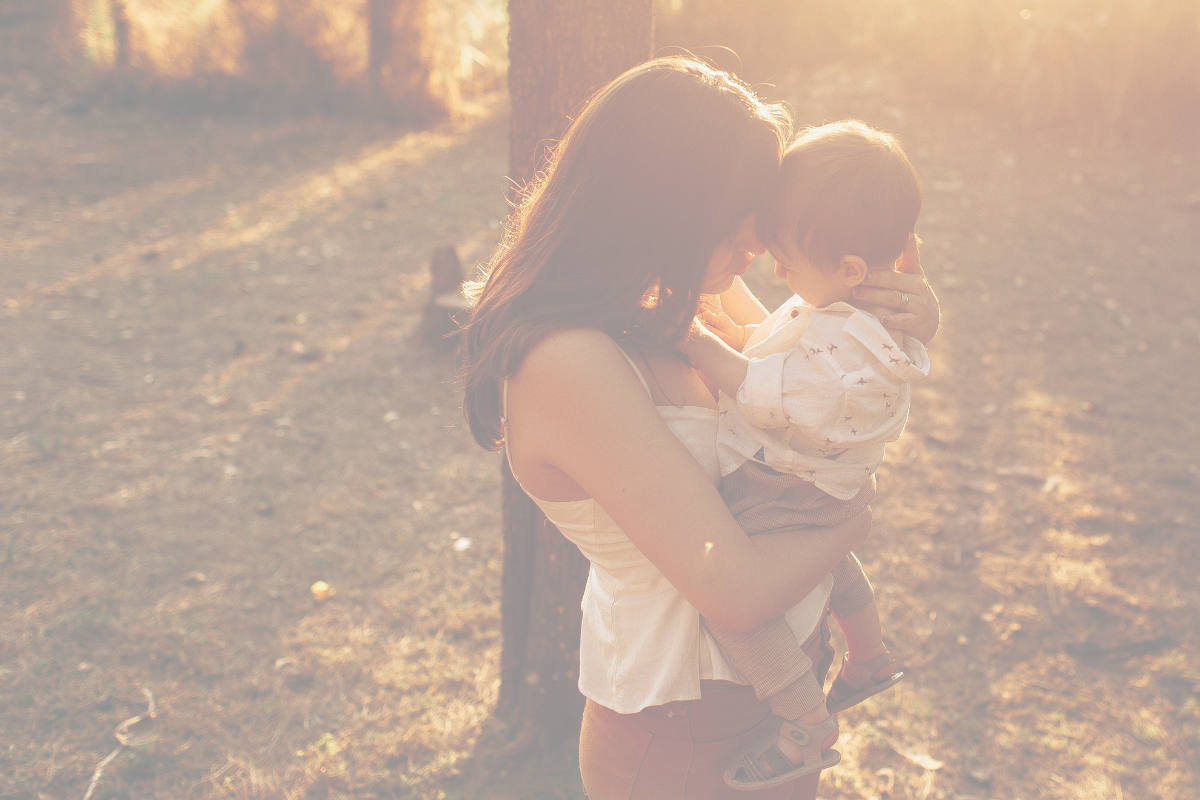 A mother sharing a quiet moment with her child