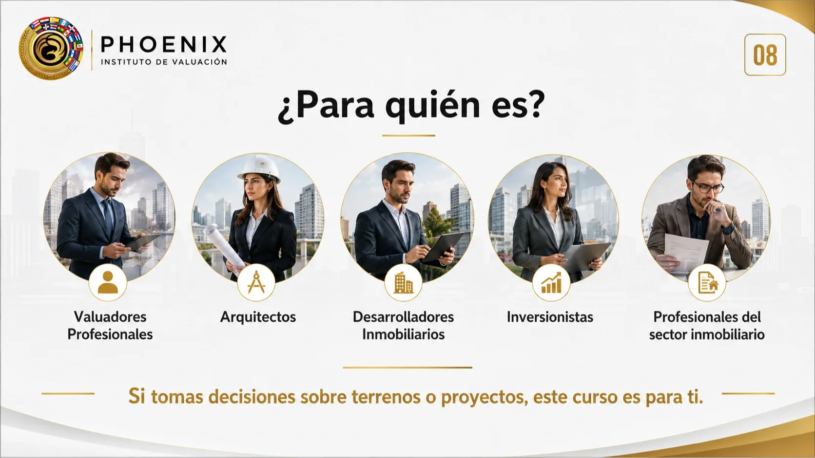 Curso dirigido a valuadores, arquitectos, desarrolladores, inversionistas y profesionales inmobiliarios