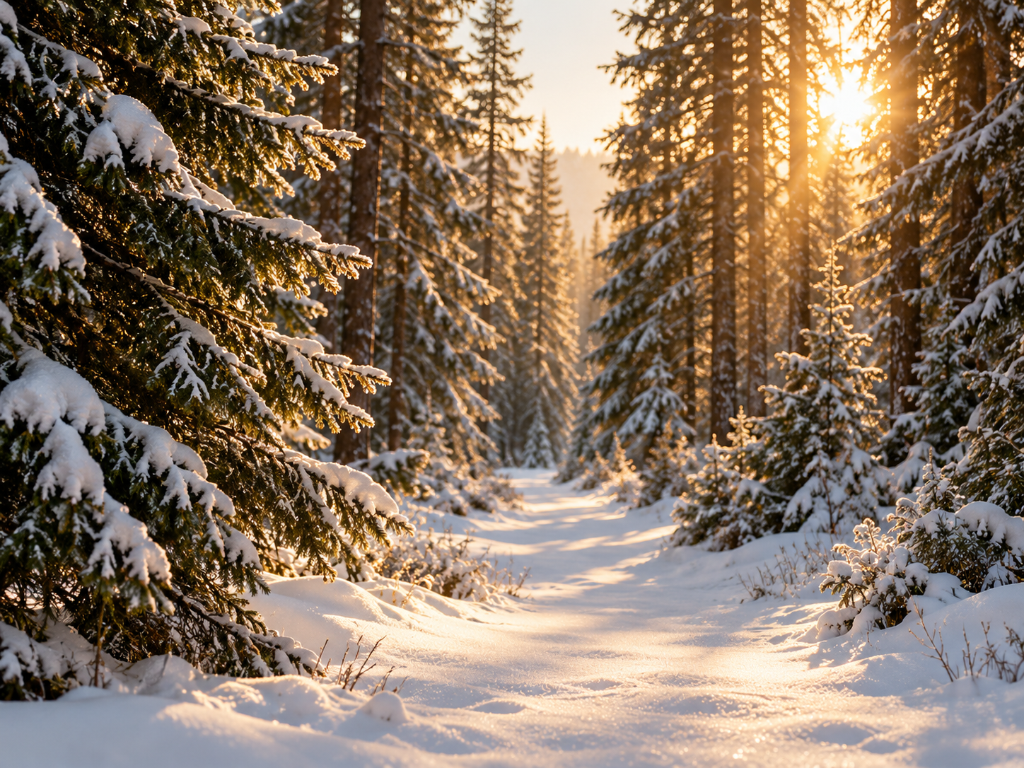 Snow-covered evergreen forest