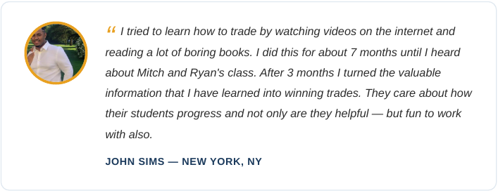 John Sims testimonial about moving from seven months of self-study to applying structured trading lessons