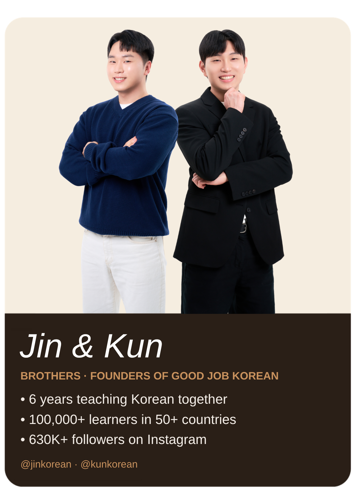 Jin & Kun — brothers and founders of Good Job Korean