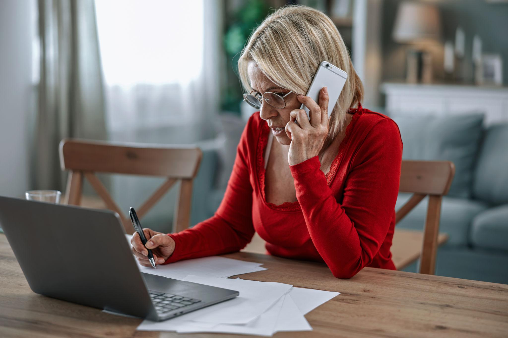 Business owner managing marketing tasks