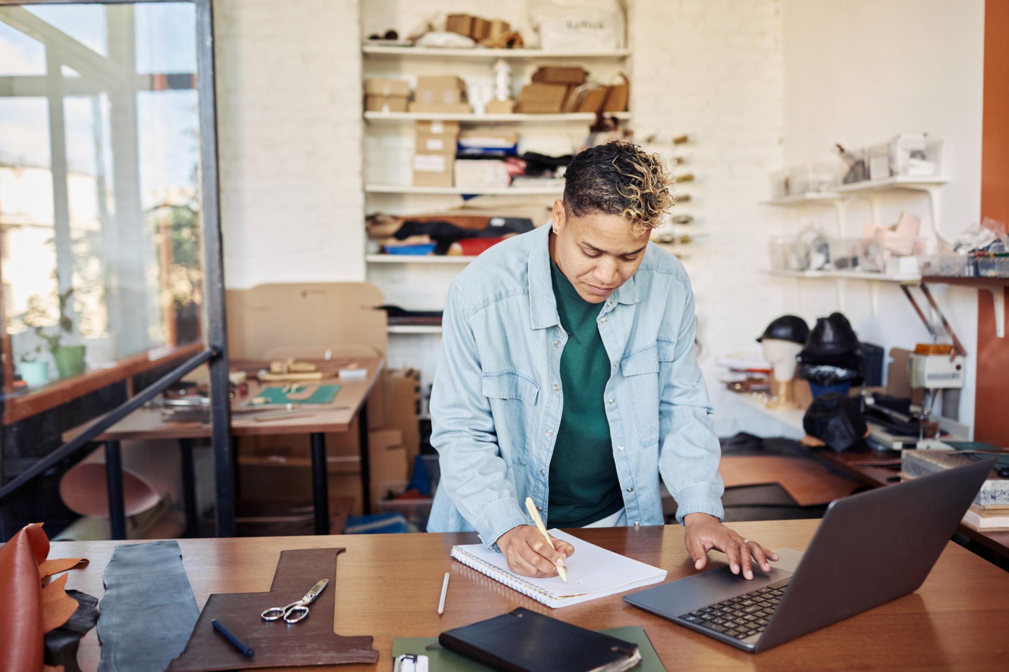 Business owner working through a marketing plan