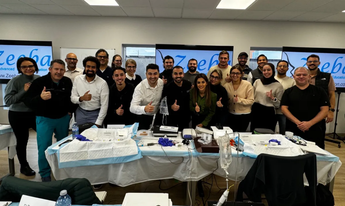 Dentists and Zeeba faculty together at a past hands-on implant surgery workshop