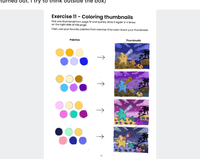 student's color sketches